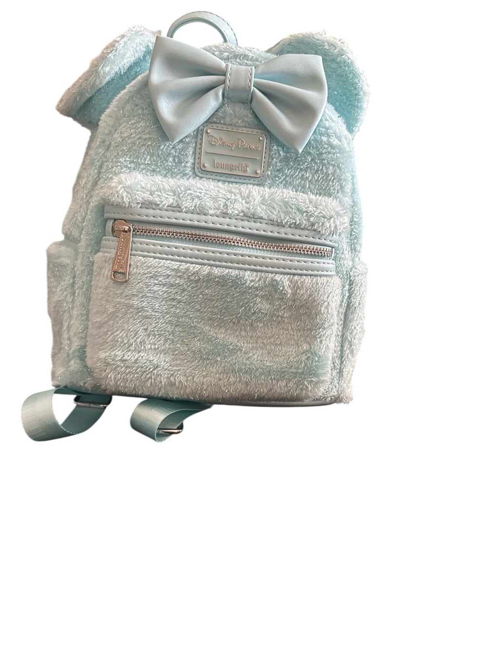 Loungefly Kids Light Blue Plush Mini Backpack with Bow and Ears